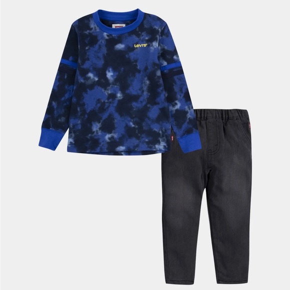 LEVI'S Boys Printed Long Sleeve T-Shirt And Pants 2-Piece Set - Picture 1 of 10